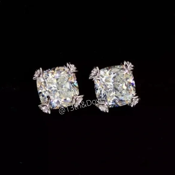 2ct Cushion Cut Earrings - Picture 9 of 11